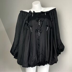 Black Off The Shoulder Bubble Top